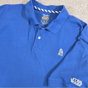 STAR WARS Disney Parks Men's X-Large Blue Short Sleeve Polo R2-D2 Shirt‎